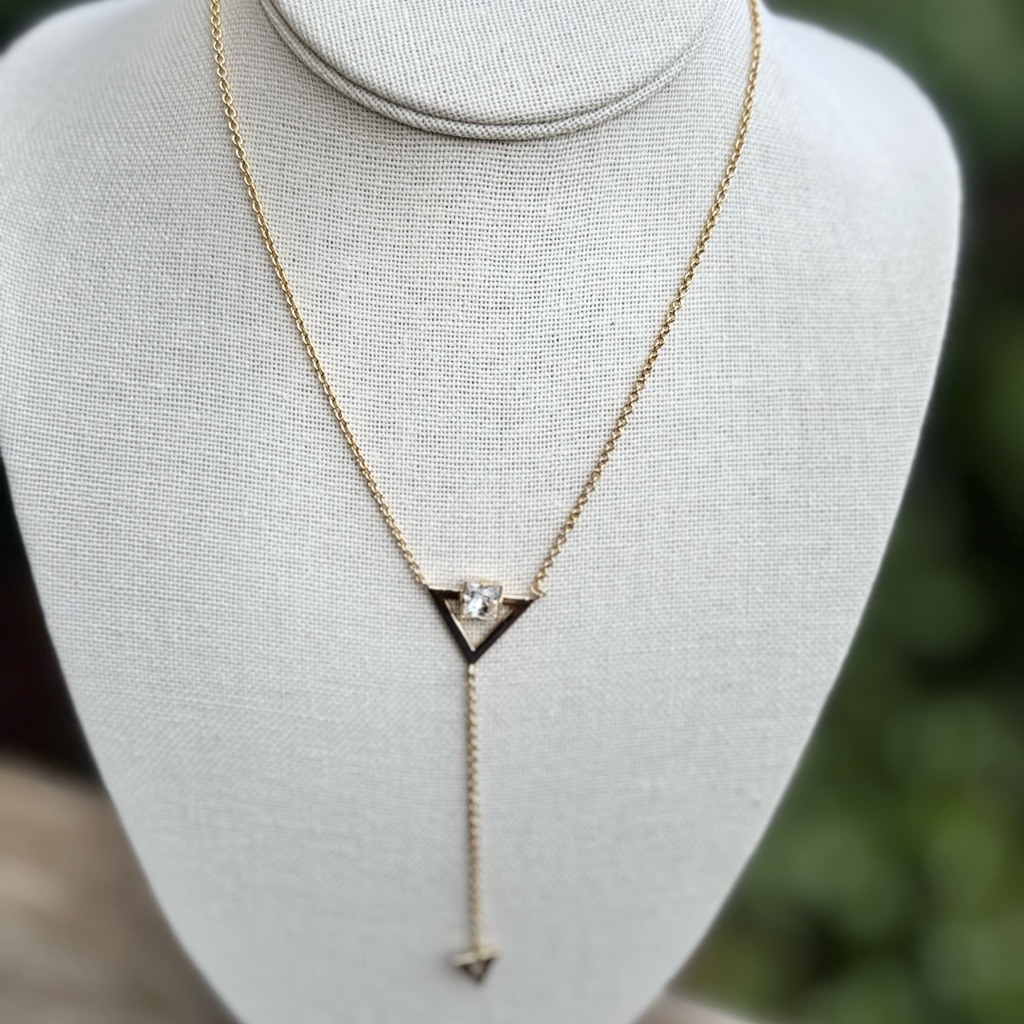 Nicole Miller Y-Necklace With Geometric Triangle Drop Crystal Accent 49$
